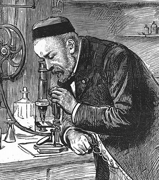 File:Louis Pasteur with microscope.jpg